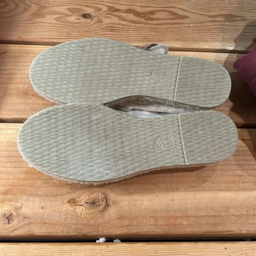 Free People Cream Espadrille Mary Janes with White Floral Embroidery